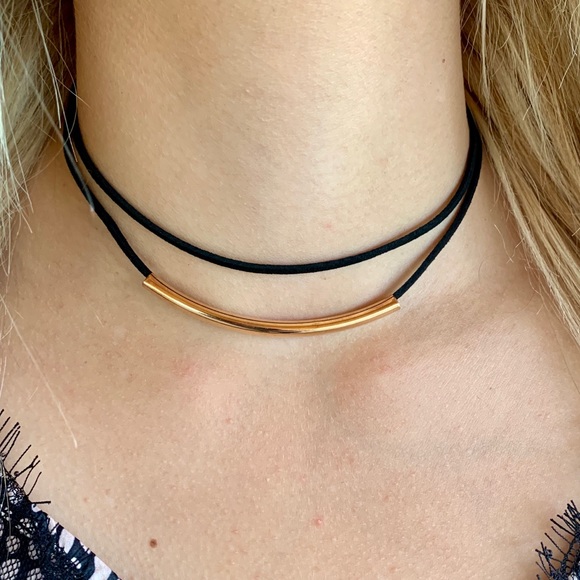 Jewelry - 🔥CHOKER NECKLACE🔥BLACK LAYERED BAR CHOKER NECKLACE SILVER OR GOLD NEW